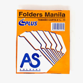 CAJA FOLDERS A&S PLUS MANILA 8.5X11 100/1