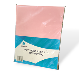 PAPEL BOND 20 8.5X11 100/1 SURTIDO SMARTY HOJAS DE COLORES