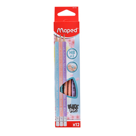 CAJA LAPICES #2HB MAPED GRAFITO CUERPO PASTEL C/GOMA 12/1