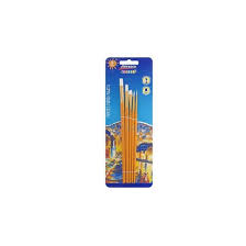 JUEGO DE PINCELES ARTESCO PLANO/REDONDO 5/1 M.MADERA AMARILLO