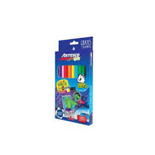 JUEGO LAPICES COLORES 12/1 LARGO JUMBO ARTESCO TRIANG + SACAPUNTAS